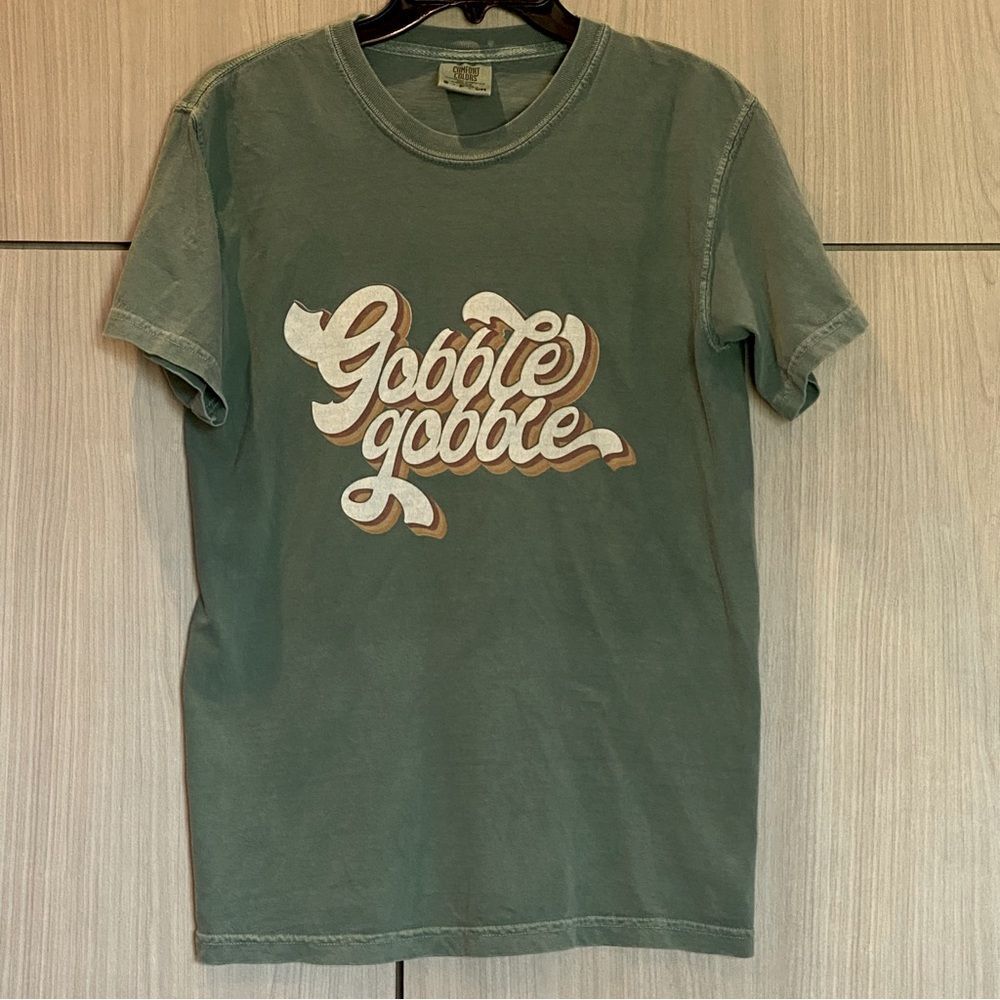 Comfort Colors Retro Gobble Gobble T-shirt Green Size Small